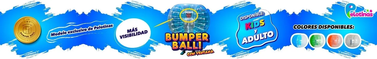 Bumper Ball con ventana: modelo exclusivo de Pelotinas, más visibilidad, para niños y adultos, en azul, verde, naranja y transparente